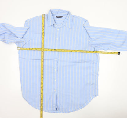Marks and Spencer Women’s Blue Striped Cotton Button-Up Shirt Size 16
