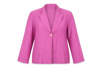 Viyella Women’s Pink Linen Blend Single-Breasted Blazer UK 14