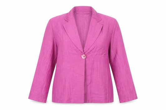 Viyella Women’s Pink Linen Blend Single-Breasted Blazer UK 14