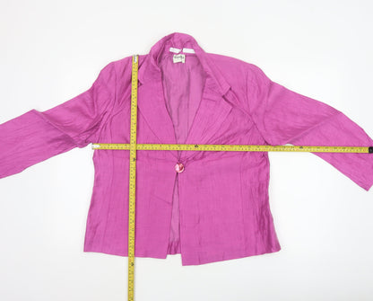 Viyella Women’s Pink Linen Blend Single-Breasted Blazer UK 14