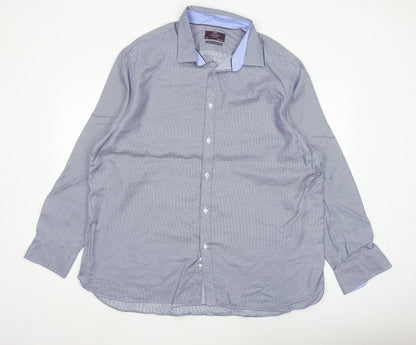 Marks and Spencer Mens Blue 18.5in Tailored Long Sleeve Cotton Shirt