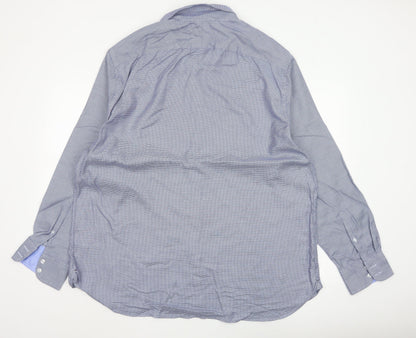 Marks and Spencer Mens Blue 18.5in Tailored Long Sleeve Cotton Shirt