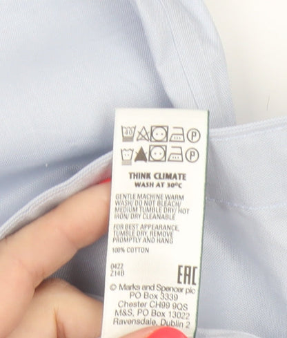 Marks and Spencer Men’s Blue 15in Regular Fit Non-Iron Long Sleeve Shirt