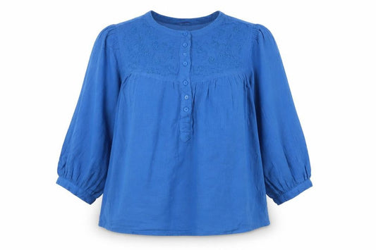 Marks & Spencer Women Blue 3/4 Sleeve Cotton Tunic Blouse Size 14