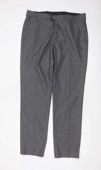 Marks and Spencer Mens Grey Regular Fit Dress Pants 36x33 Trousers