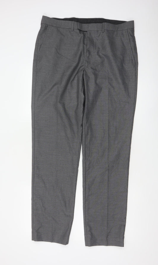 Marks and Spencer Mens Grey Regular Fit Dress Pants 36x33 Trousers