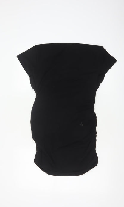 Isabella Oliver Women Black L Maternity Bodycon Jersey Ruched Dress