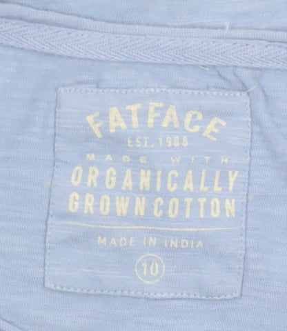 FatFace Women's Blue Organic Cotton Short Sleeve T-Shirt Size 10