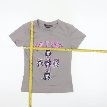 Guns N' Roses Women's Grey XS Crew Neck Cotton Graphic T-Shirt