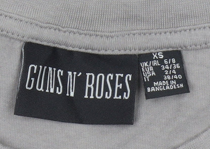 Guns N' Roses Women's Grey XS Crew Neck Cotton Graphic T-Shirt