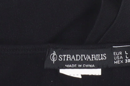 Stradivarius Women’s Black Cropped Chiffon Blouse Long Sleeve Size 14