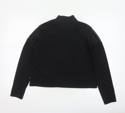 Puma Women's Black Mock Neck Long Sleeve Cropped Top L