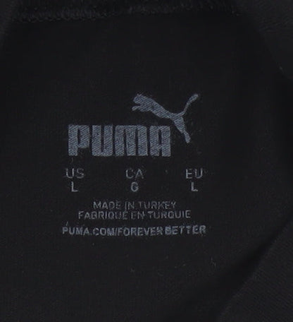 Puma Women's Black Mock Neck Long Sleeve Cropped Top L
