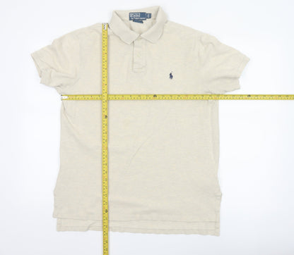 Ralph Lauren Men's Beige Cotton Polo Shirt Size L Classic Fit