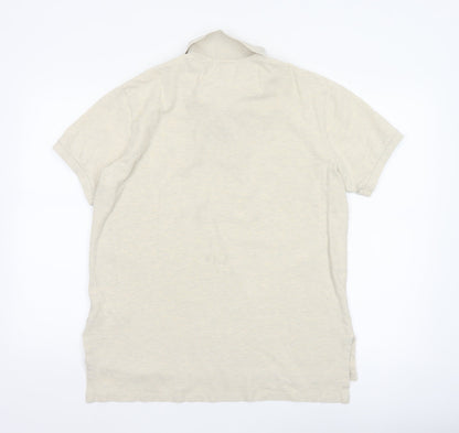 Ralph Lauren Men's Beige Cotton Polo Shirt Size L Classic Fit