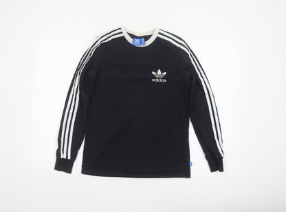 Adidas Women Black Long Sleeve Crew Neck Jersey Top Size 10