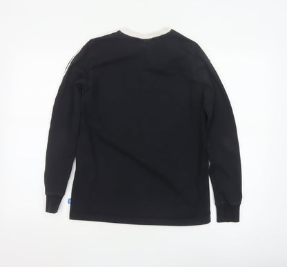 Adidas Women Black Long Sleeve Crew Neck Jersey Top Size 10