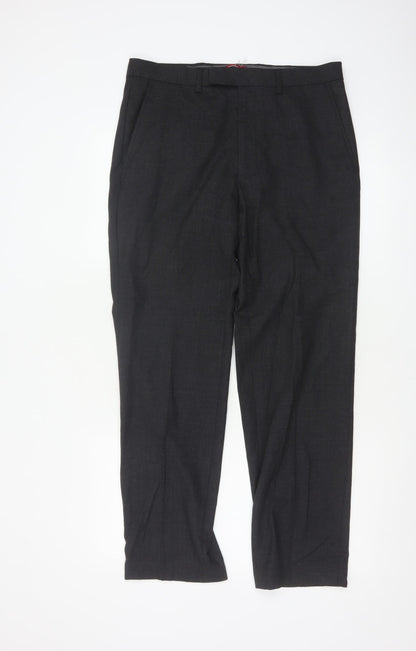Marks and Spencer Men's Grey Wool Tailored Dress Trousers 32W 33L