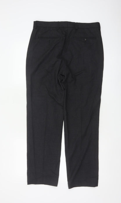 Marks and Spencer Men's Grey Wool Tailored Dress Trousers 32W 33L
