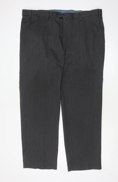 Marks and Spencer Men's Grey Regular Fit Dress Trousers 42x31