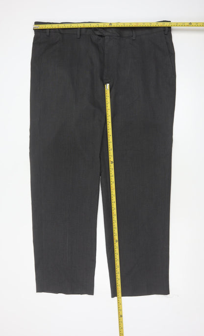 Marks and Spencer Men's Grey Regular Fit Dress Trousers 42x31