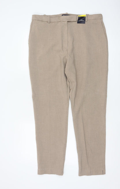 Marks and Spencer Women Beige Size 16 Straight Leg Trousers