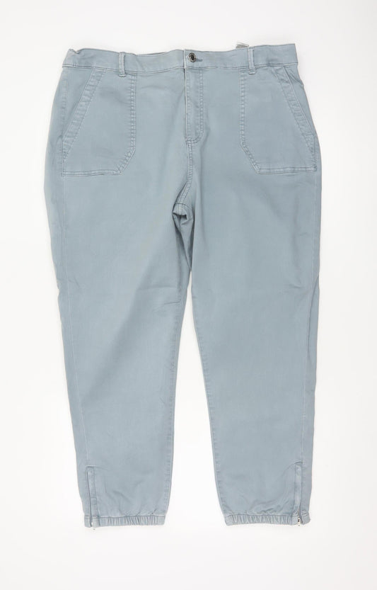 Marks and Spencer Women Grey Size 18 Cargo Trousers with Ankle Zip