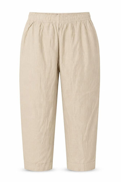 Marks & Spencer Womens Beige Linen Blend Trousers UK 18 Relaxed Fit