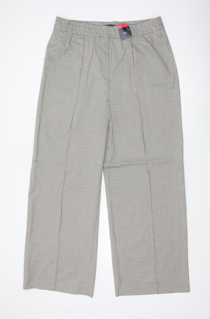 Marks and Spencer Women’s Black Check Trousers Size 18 Long Elastic Waist