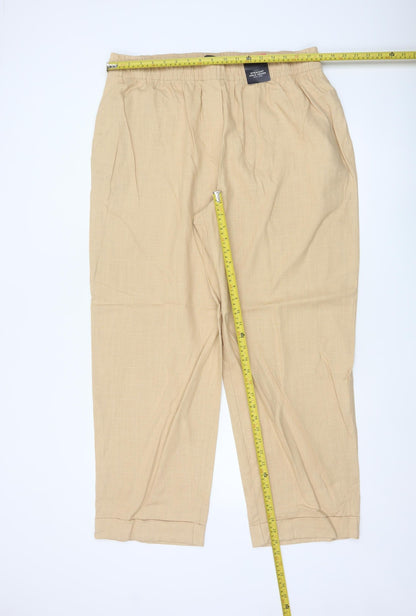 Marks and Spencer Womens Beige Linen Blend Trousers Size 18