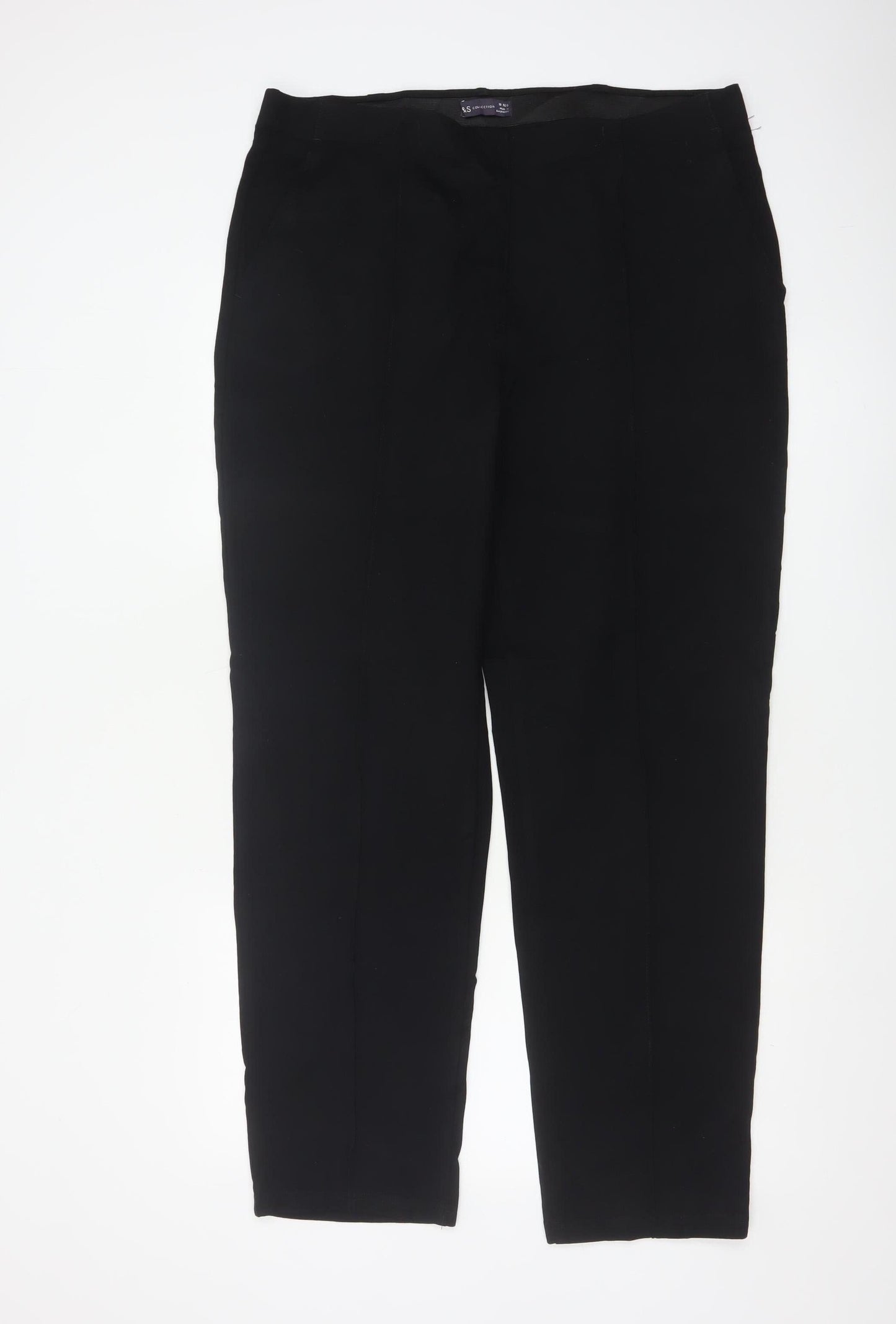 Marks and Spencer Womens Black Regular Leg Trousers Size 18 Viscose Blend