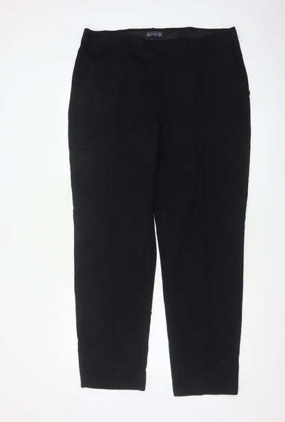 Marks and Spencer Womens Black Regular Leg Trousers Size 18 Viscose Blend