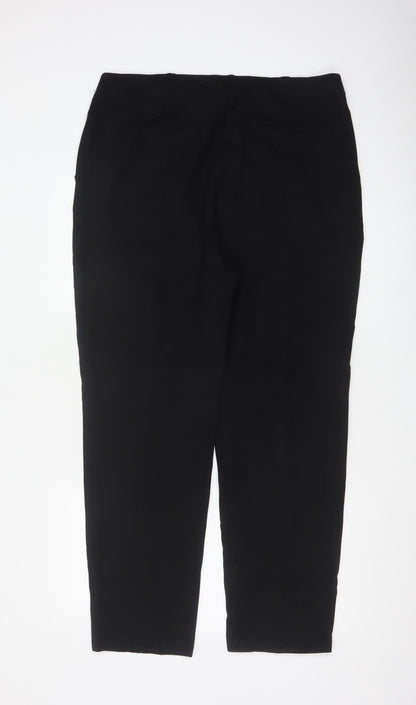 Marks and Spencer Womens Black Regular Leg Trousers Size 18 Viscose Blend