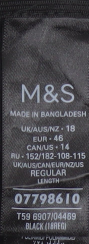 Marks and Spencer Womens Black Regular Leg Trousers Size 18 Viscose Blend