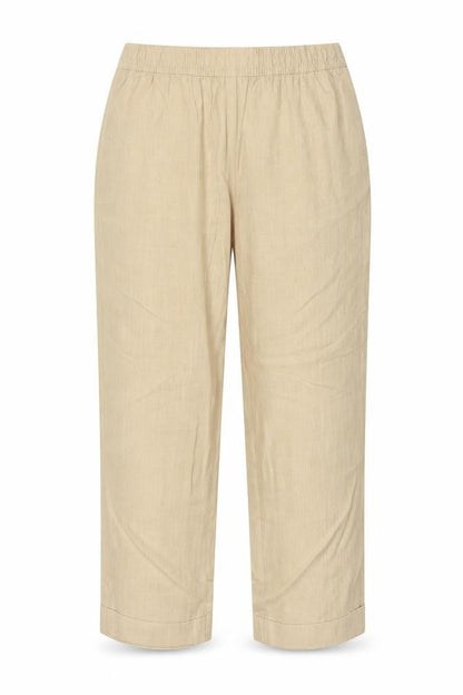 Marks & Spencer Women Beige Linen Blend Trousers Size 18 Regular