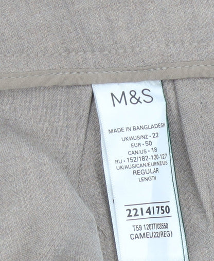 Marks and Spencer Women Beige Regular Length Straight Trousers Size 22