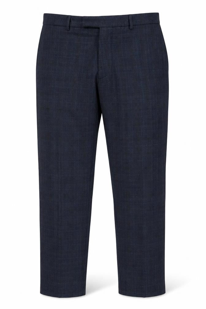 Marks and Spencer Men's Blue Check Regular Fit Dress Trousers 42W 31L