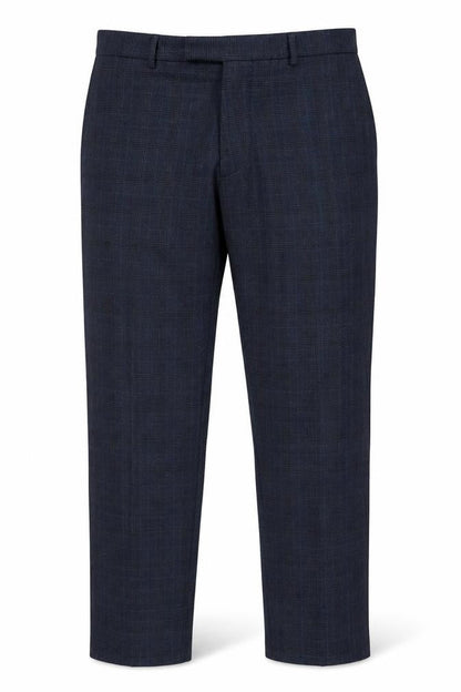 Marks and Spencer Men's Blue Check Regular Fit Dress Trousers 42W 31L