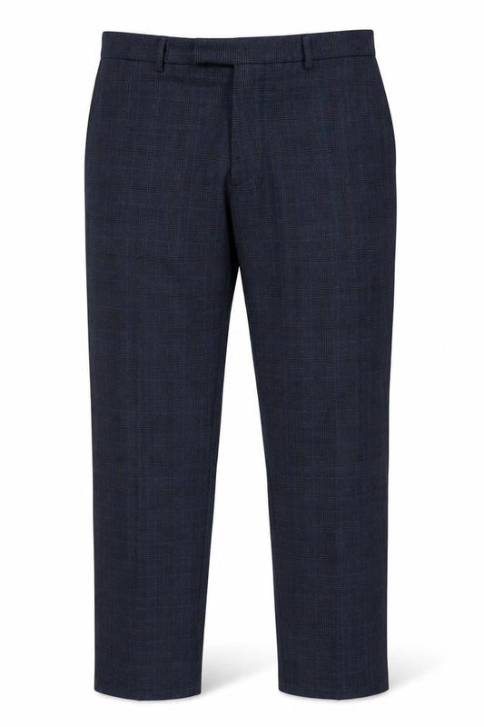 Marks and Spencer Men's Blue Check Regular Fit Dress Trousers 42W 31L