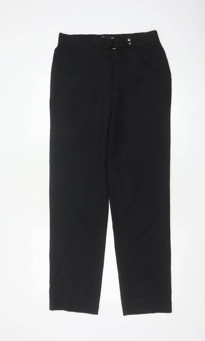 Marks and Spencer Women's Black Size 10 Straight Leg Regular Trousers