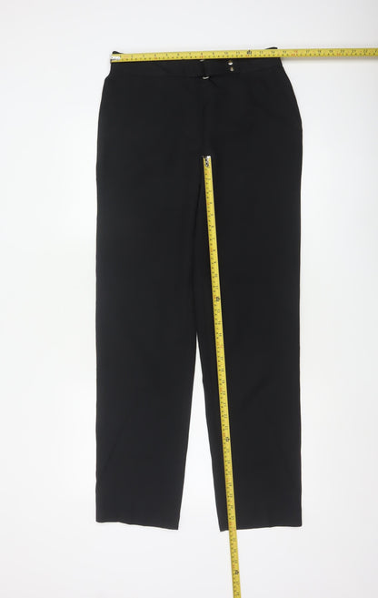 Marks and Spencer Women's Black Size 10 Straight Leg Regular Trousers
