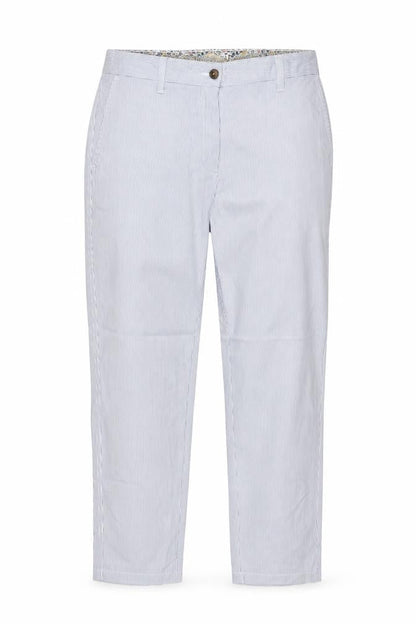 Marks & Spencer Women Blue Striped Chino Trousers Size 12 Regular