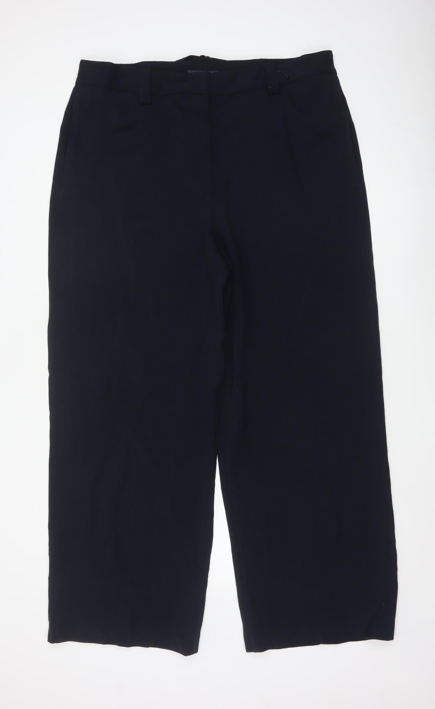 Marks and Spencer Women Black Size 20L Wide-Leg Trousers