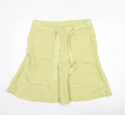 Marks and Spencer Women’s Lime Green Linen A-Line Knee Length Skirt UK 14