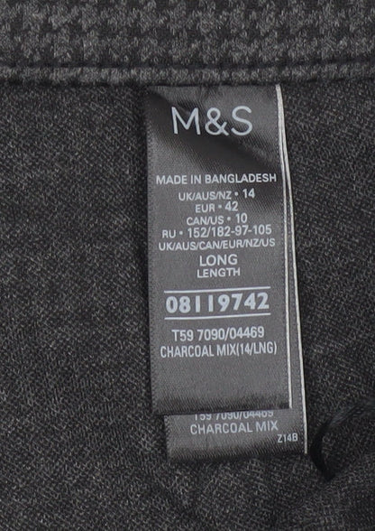 Marks and Spencer Women’s Grey Houndstooth Tall Slim Trousers Size 14