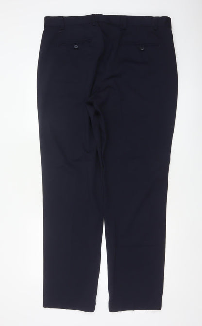 Marks and Spencer Men's Blue Regular Fit Dress Pants 40x33