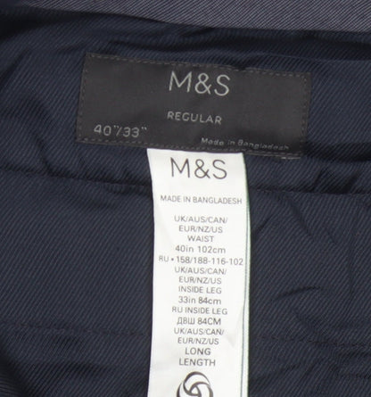 Marks and Spencer Men's Blue Regular Fit Dress Pants 40x33