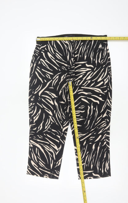 Marks and Spencer Women’s Black Animal Print Cropped Trousers Size 12