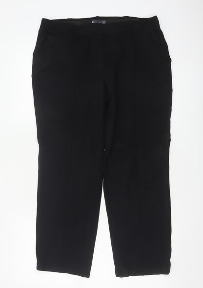 Marks and Spencer Women’s Black Size 14 Straight Leg Stretch Trousers