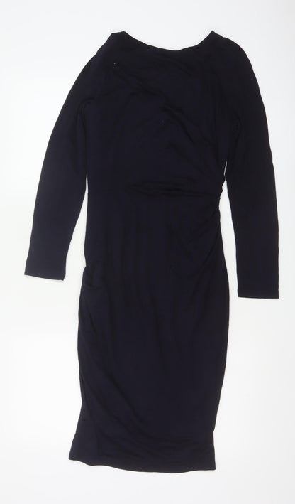 Whistles Women's Black Wool Blend Knee Length Sheath Dress Size 10
